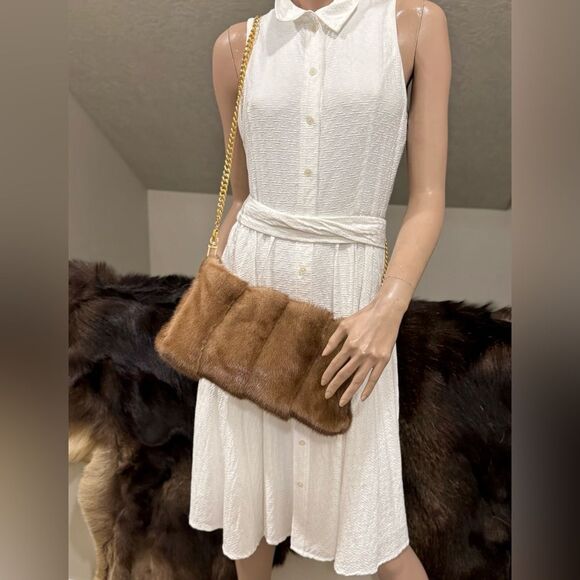 Natural Mink Fur Soft Slouchy Bag/Shoulder Bag/Crossbody & Fur Flower Bag Charm - Picture 8 of 16